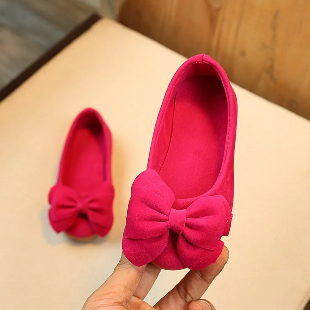Детские балетки с бантом из искусственной замши Vokamara, Peach — фото 3