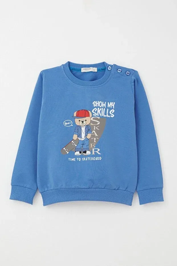 Детский комплект спортивной одежды для мальчиков с принтом Skateboarder Breeze, Saks Blue — фото 2
