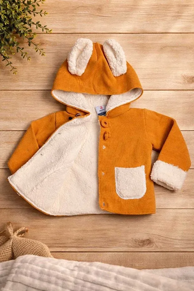 Детский кардиган с капюшоном Kuzu lined steel knitted cardigan A Baby, Yellow