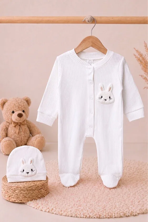 Детское боди-комбинезон хлопковый Basics Pure Plus, Cream Tavsanli — фото 3