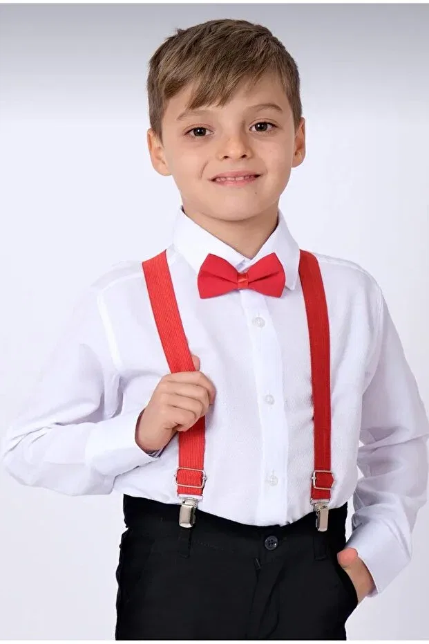 Детский комплект рубашки и галстука-бабочки для мальчиков Show And Special Day Shirt Bow Tie Set Generic Brands, White-Red