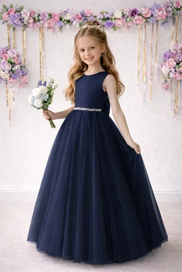Детское платье для девочек с принтом Suneh, Navy Blue