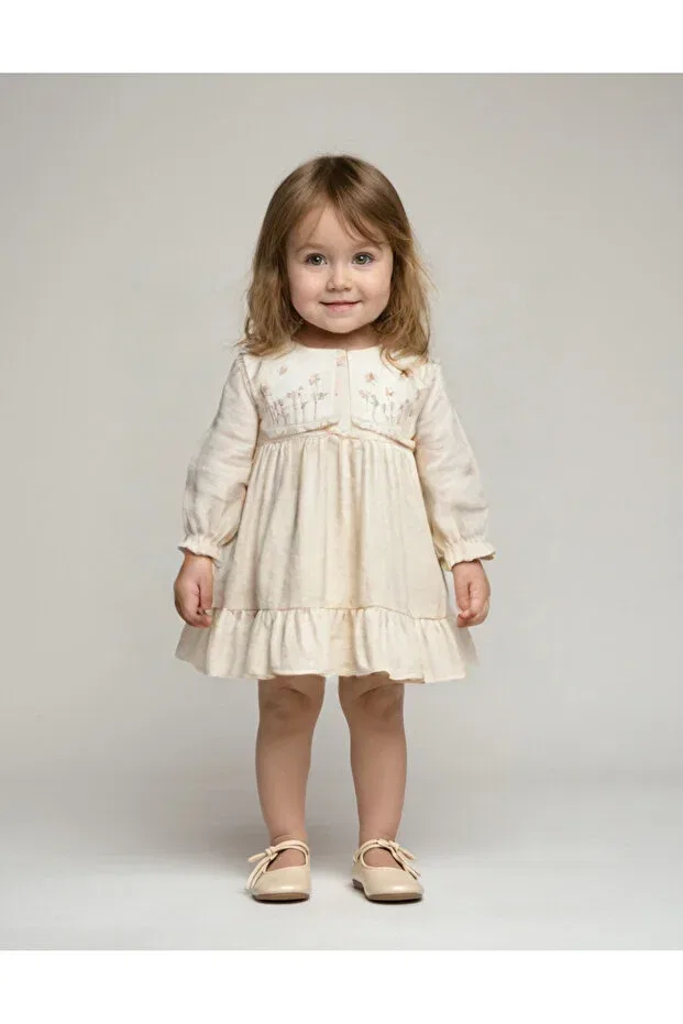 Детское платье для девочек с длинным рукавом Damdamin, Beige