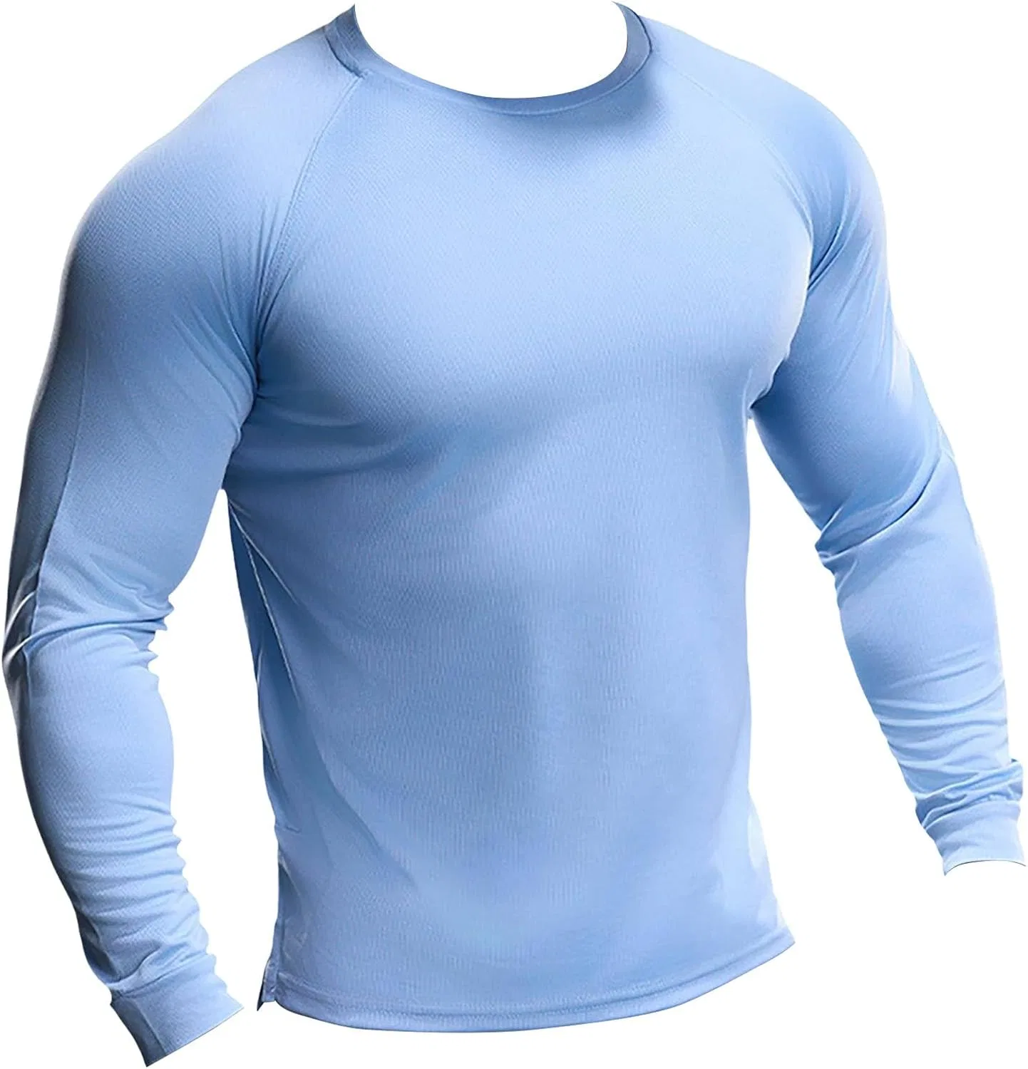 Мужская компрессионная футболка с длинным рукавом, Sky Blue — фото 4