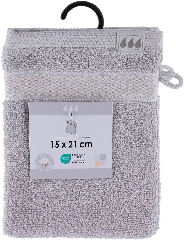 Мочалка для лица 2 шт, Tendance, из 100% хлопка, 15x21 см, Hellgrau — фото 2