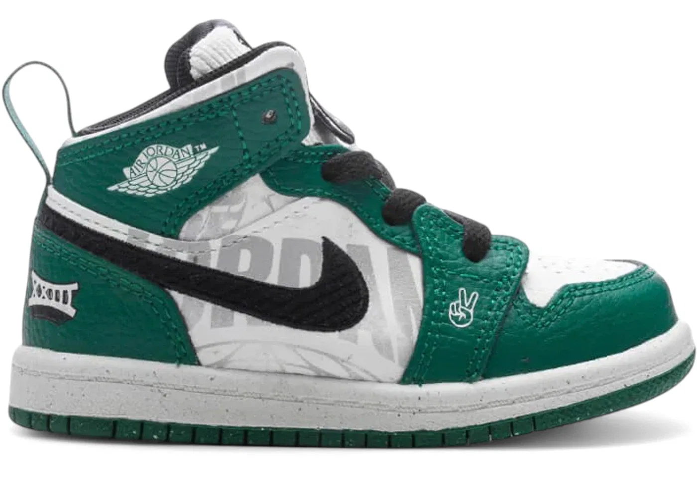Детские кроссовки Lifestyle с принтом Jordan 1 Mid SE Jordan, Pine Green/Black/Team Orange/Sail