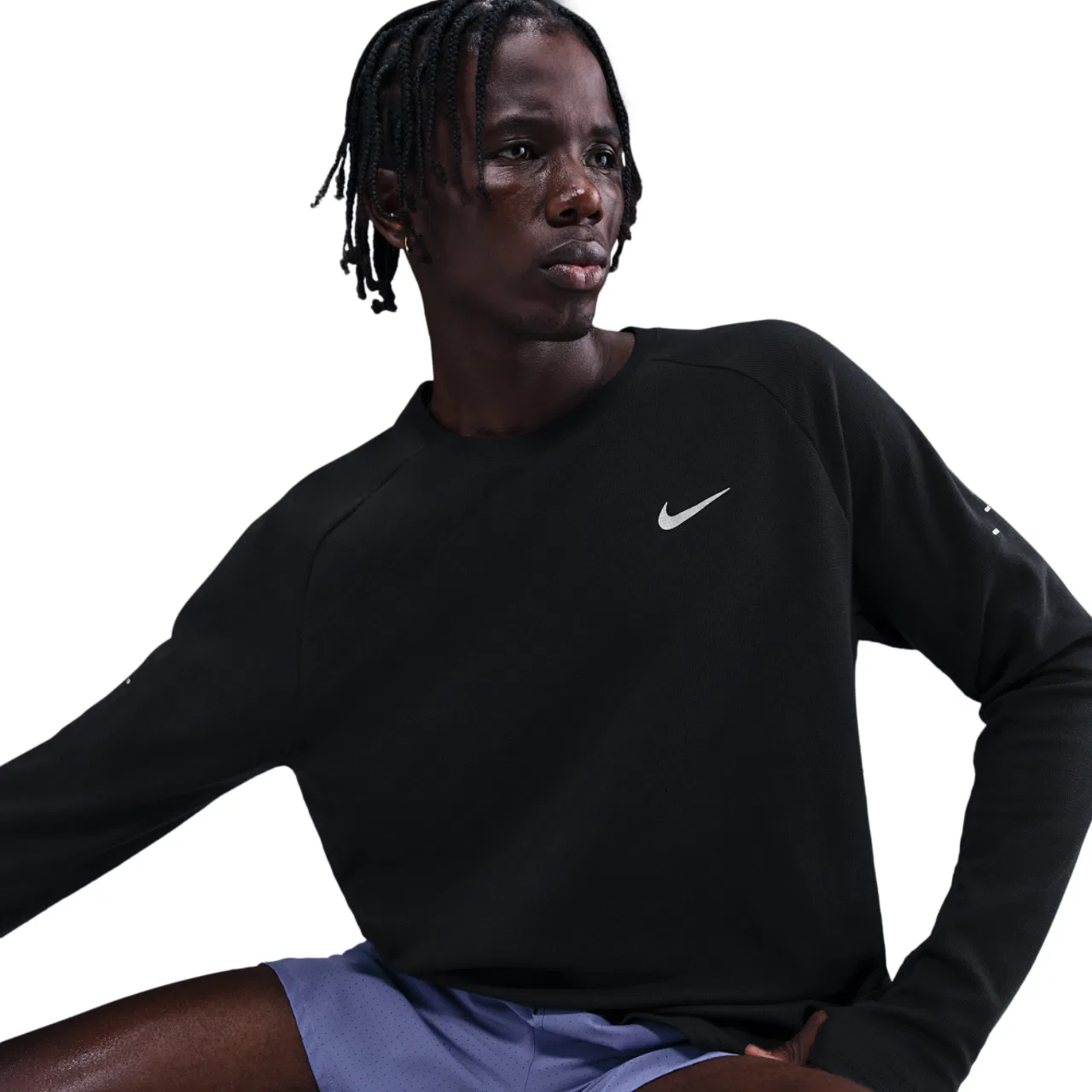 Мужская олимпийка Dri-FIT STRIDE WAFFLE CREW Nike, цвет Black/Reflective Silver — фото 3