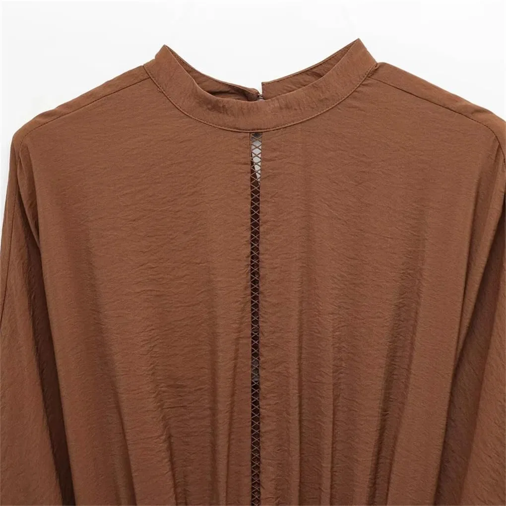 Женское летнее платье с запахом V-образным вырезом, Brown — фото 3