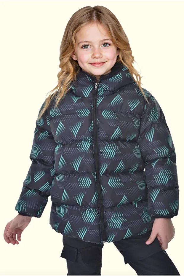 Детское пальто для девочек ветрозащитное Freemen, Black-Green