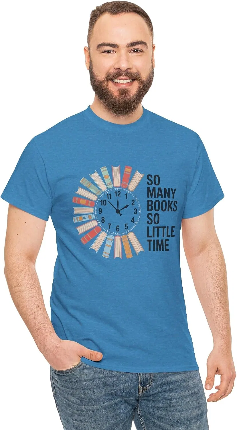 Женская футболка с принтом So Many Books So Little Time, сапфировый меланж — фото 4