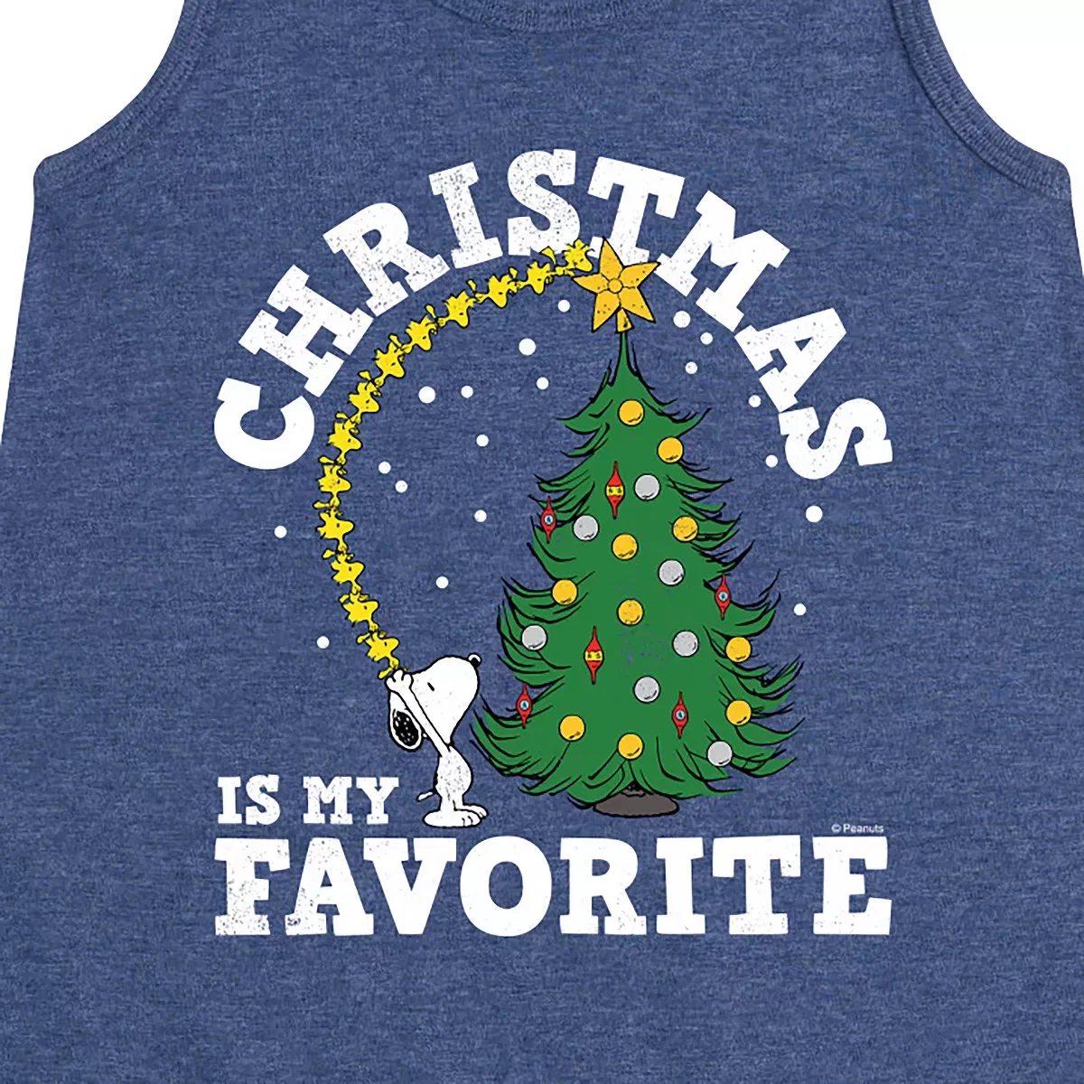 Детское платье-трапеция без рукавов с принтом Peanuts Christmas Is My Favorite Peanuts, Heather Navy — фото 2