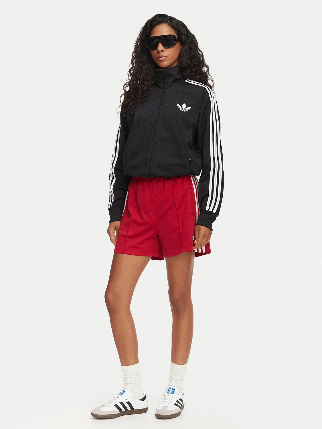Женский свитшот свободного кроя Pinstripe Firebird Adidas, черный — фото 2
