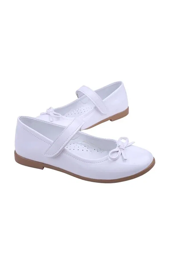 Детские балетки для девочек из лакированной кожи Walkenzo, White