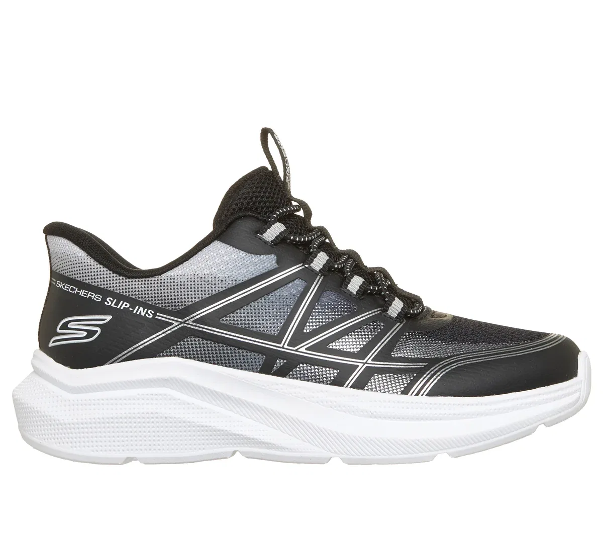 Детские слипоны Microspec Velocity - Grid-Shift Skechers, черный/серебристый