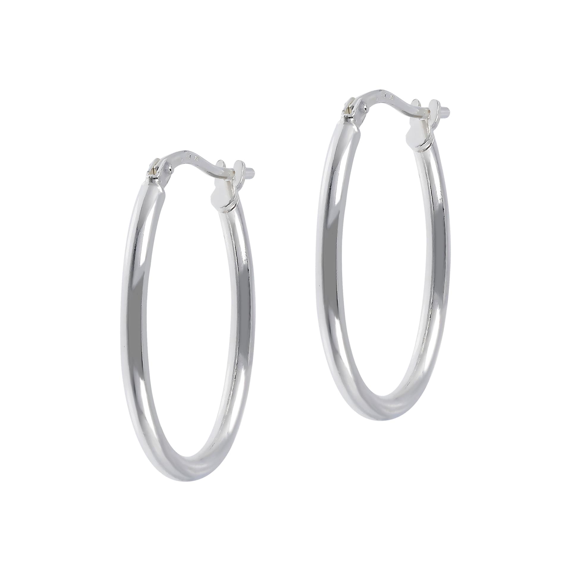 

Autentica - полированные овальные серьги-кольца диаметром 1 дюйм Autentica, серебряный