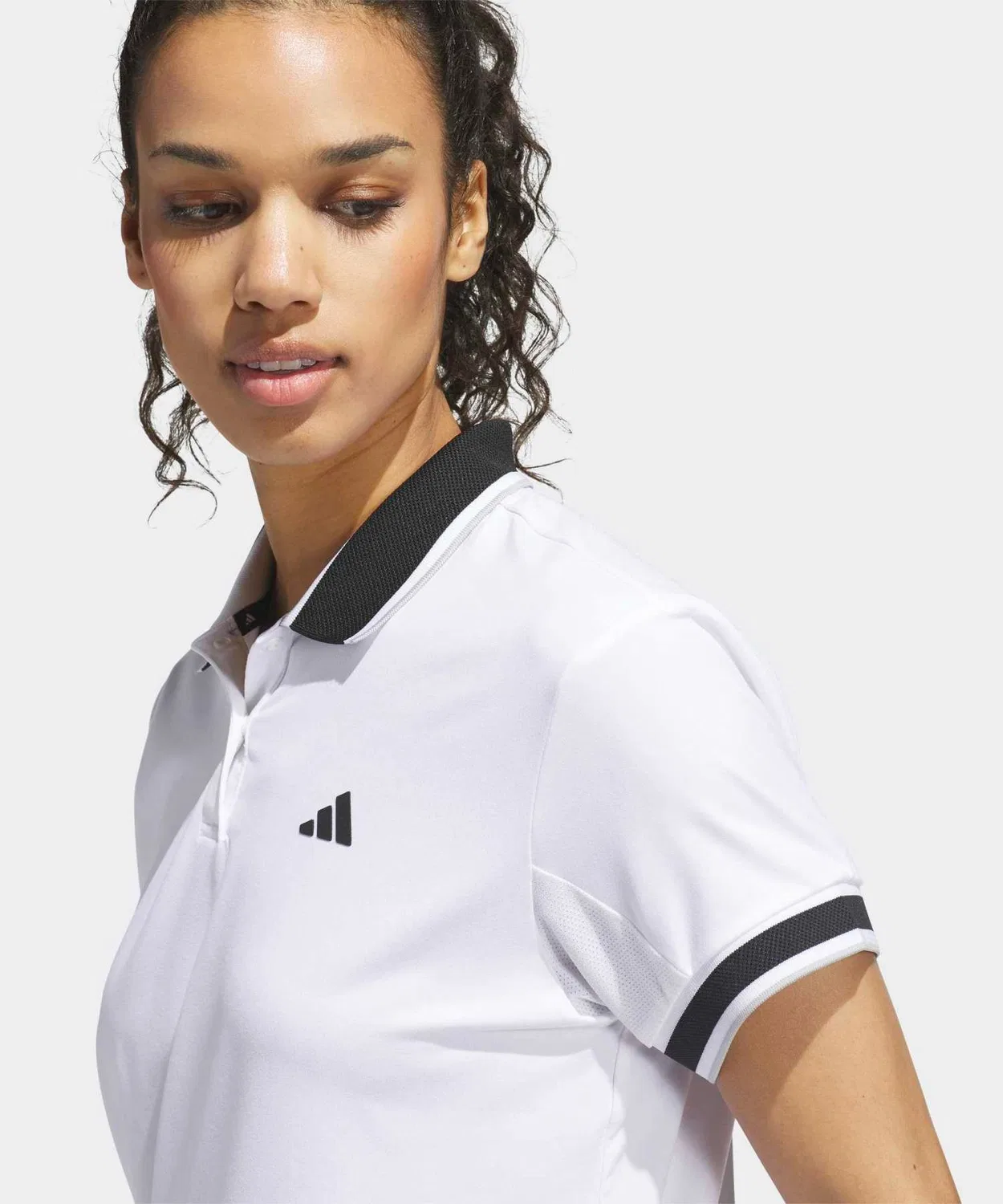 Женский поло-рубашка с коротким рукавом Climacool Flat Knit Collar Polo Shirt Short Sleeve Adidas, Белый — фото 3