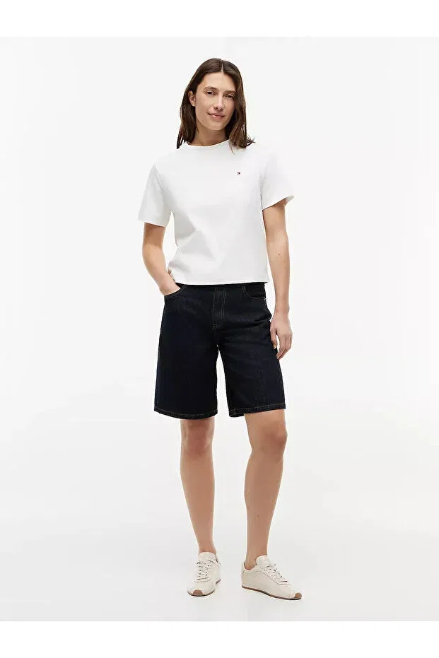 Женская хлопковая футболка с коротким рукавом Tommy Hilfiger, Beige — фото 2