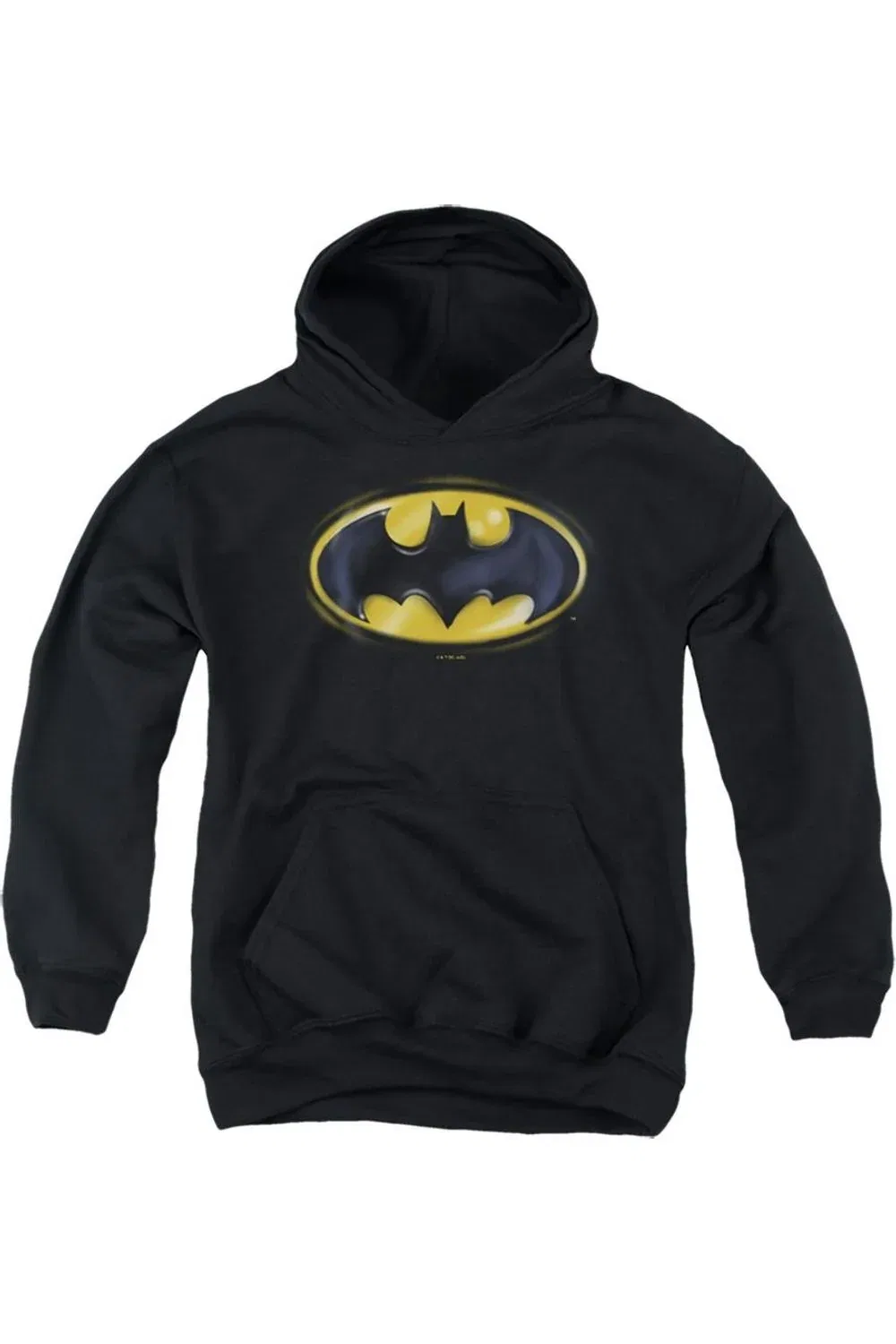 Детское худи с капюшоном с принтом Batman Airbrush Logo Gildan, черный