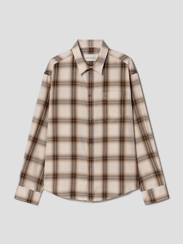 Женская рубашка оверсайз Boxy Shirt AMI PARIS, Taupe Beige/Caramel