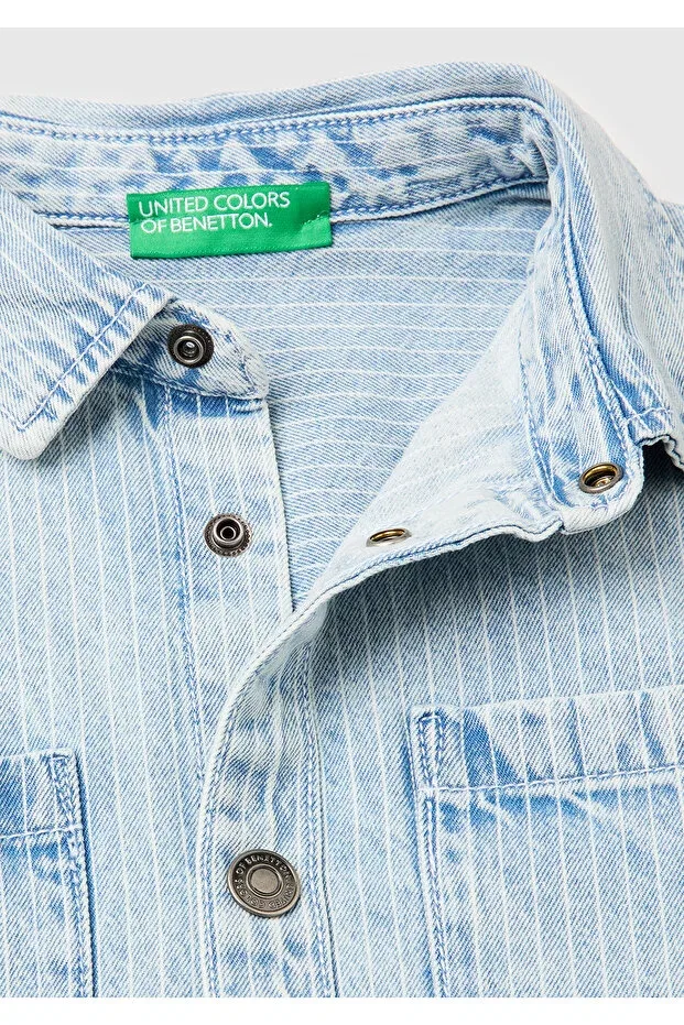 Детская рубашка для мальчиков джинсовая United Colors Of Benetton, Ice Blue — фото 3