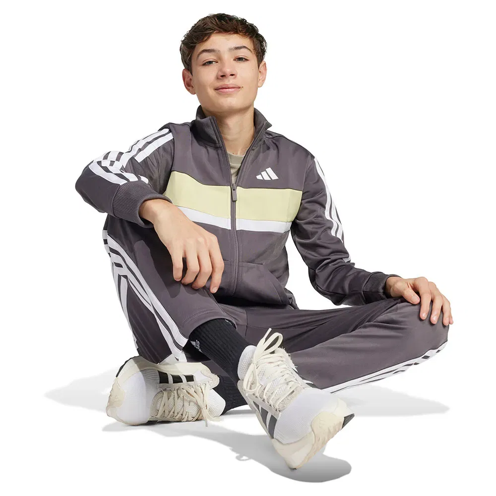 Детский спортивный костюм с технологией CLIMACOOL Tiberio 3-Stripes Tricot Adidas, Grey — фото 4