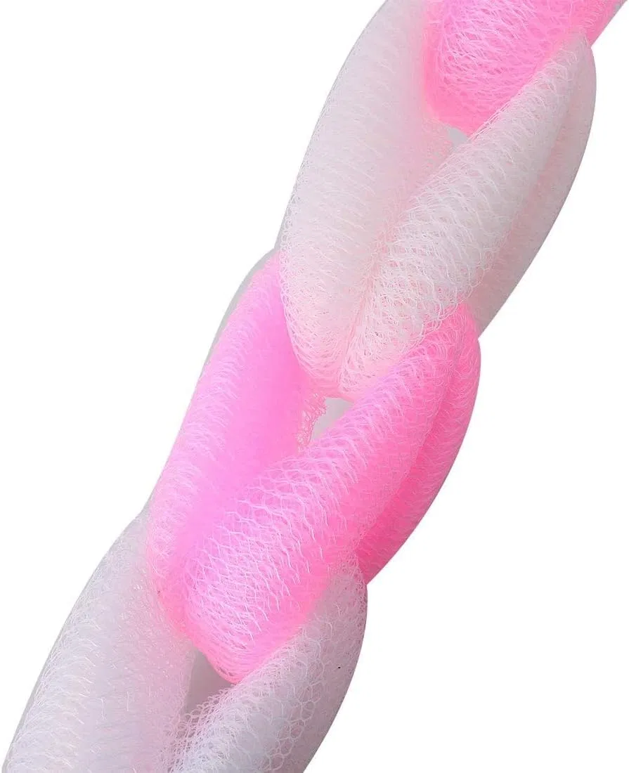 Мочалка для душа Nylon Stretchy Braids, Pink White Generic