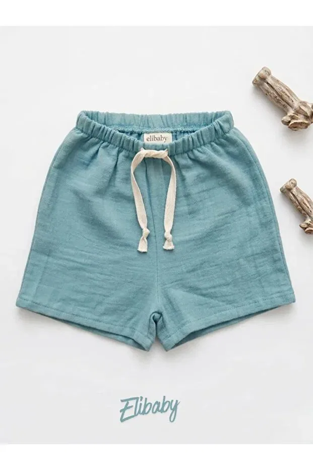 Детские шорты для девочек хлопковые Elibaby, Oil Blue — фото 3