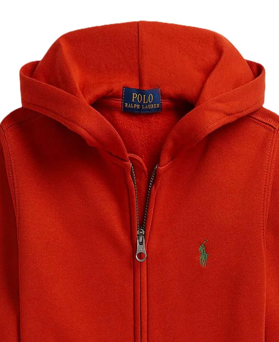 Худи на молнии из футера с капюшоном, длинным рукавом Polo Ralph Lauren, Varsity Orange — фото 3