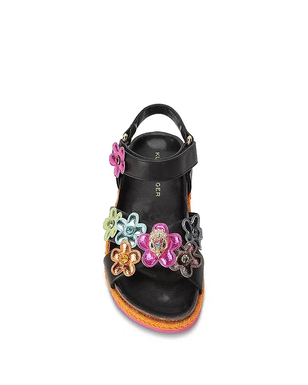 Детские сандалии для девочек с цветочным принтом Mini Kensington Flower Kurt Geiger London, Black Multi — фото 3