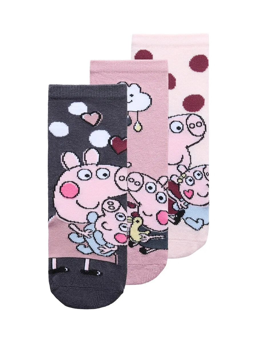 Носки NAME IT 'NMFAmusa Peppa' в цветах: темно-синий, розовый, пастельно-розовый