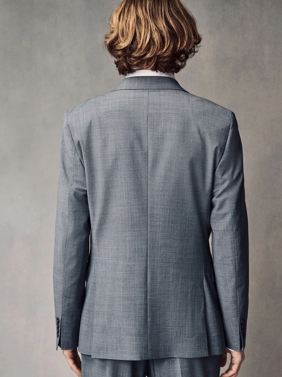Деловой пиджак Next Slim fit 'Motionflex' серого цвета — фото 4