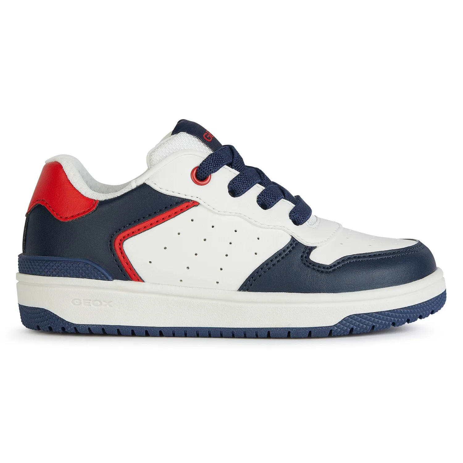 Детские кроссовки ретро Geox, White/Navy/Red — фото 4