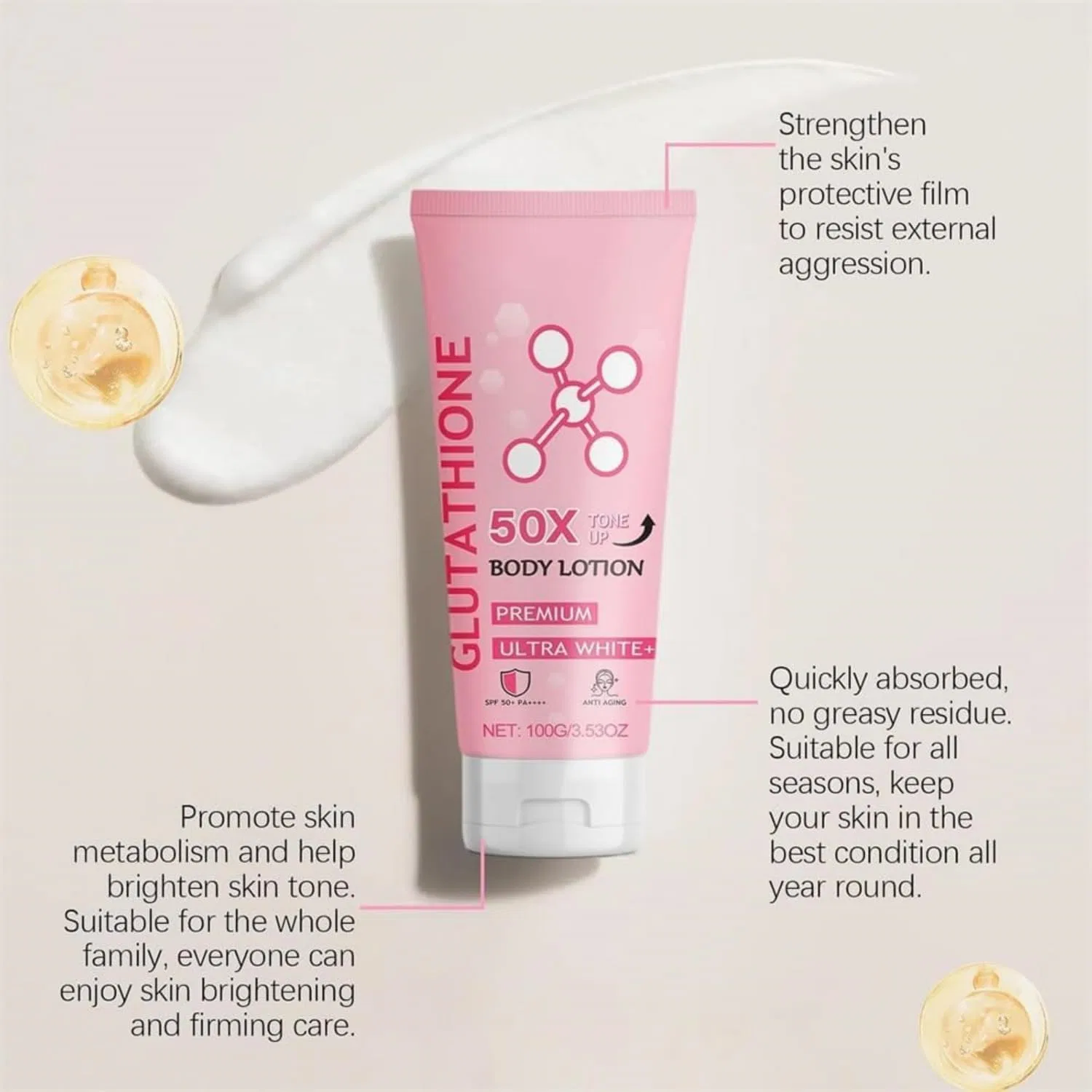 Лосьон для тела Glutathione 50x Tone Up Giurui, 3 шт, 100 г — фото 4