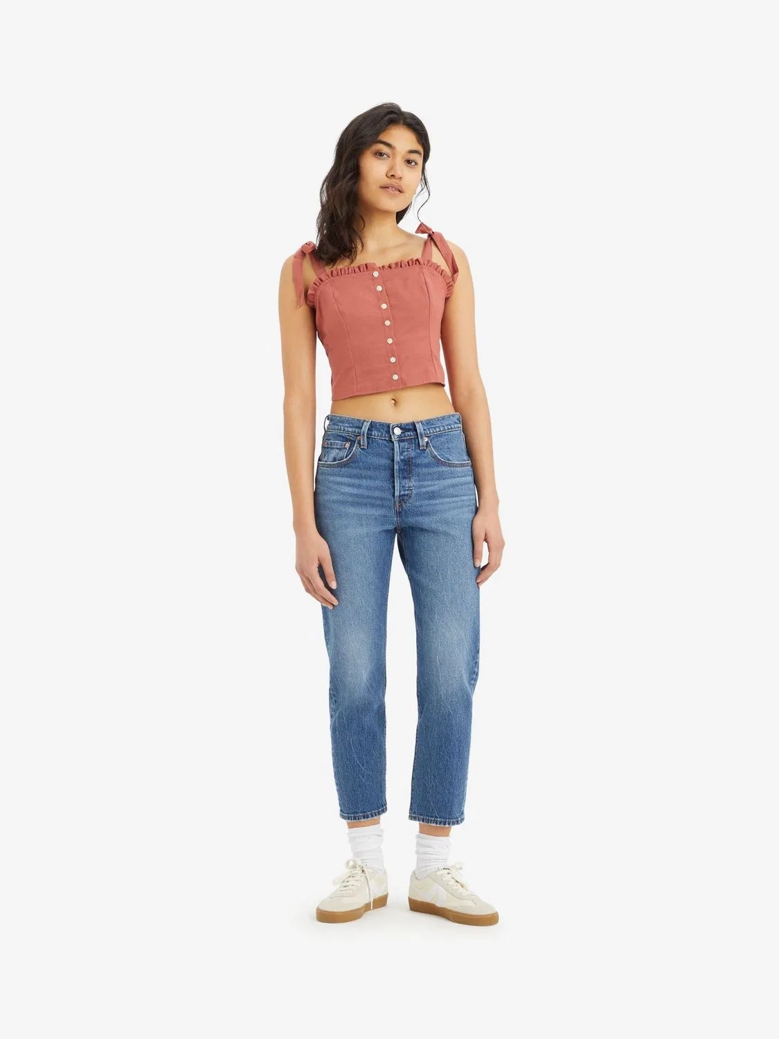 Джинсы прямого кроя 501 Crop Stretch Levi's, синие — фото 4