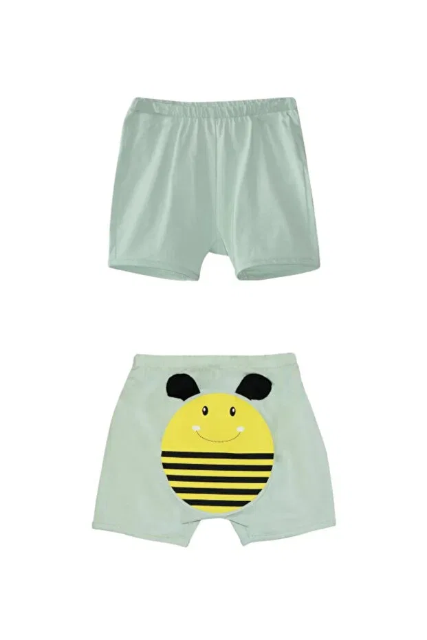 Детские шорты для девочек с принтом Green Bee Printed Lovetti, Soft Green — фото 2
