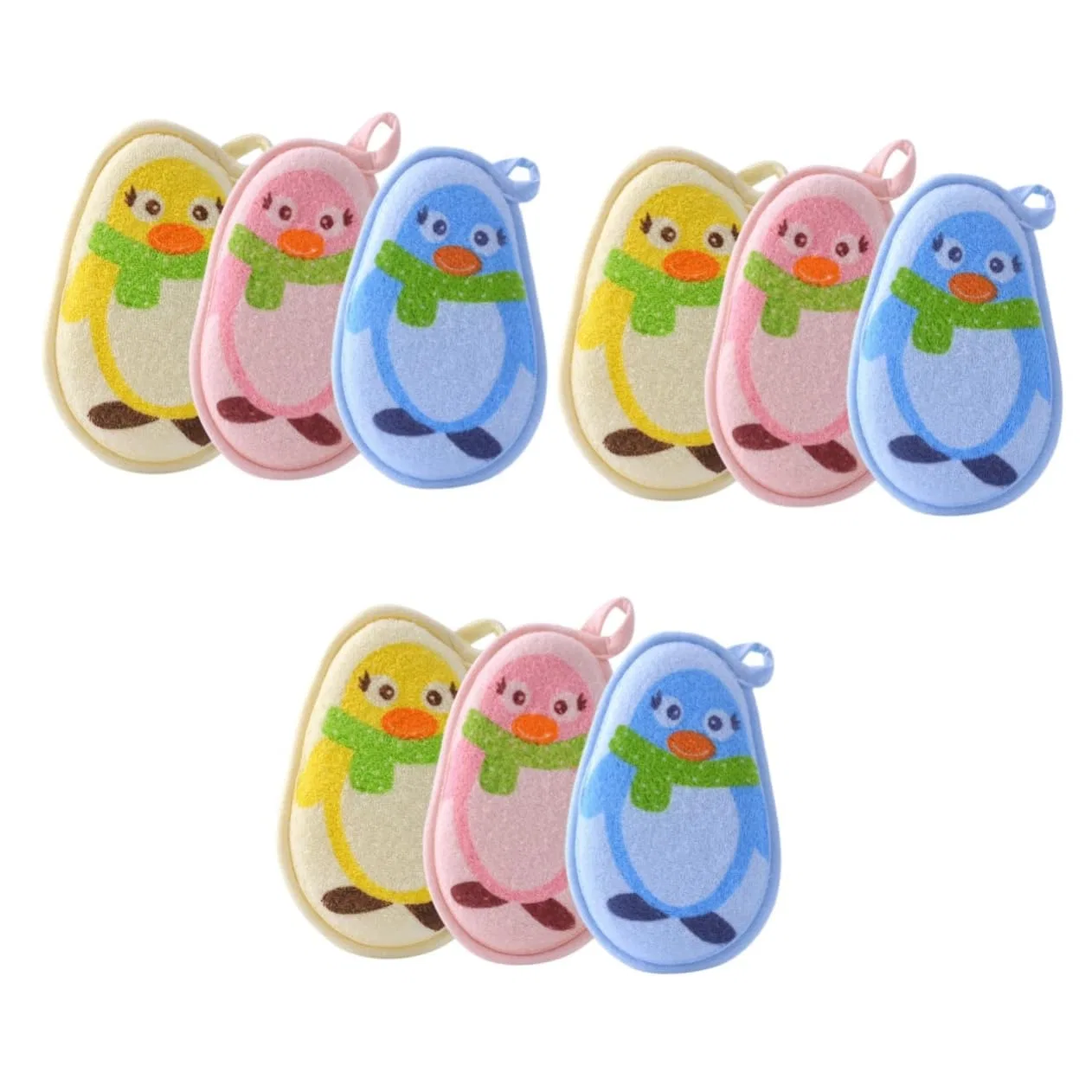 Мочалки для тела детские, 9 шт, Beavorty, 13.5x9x2 см