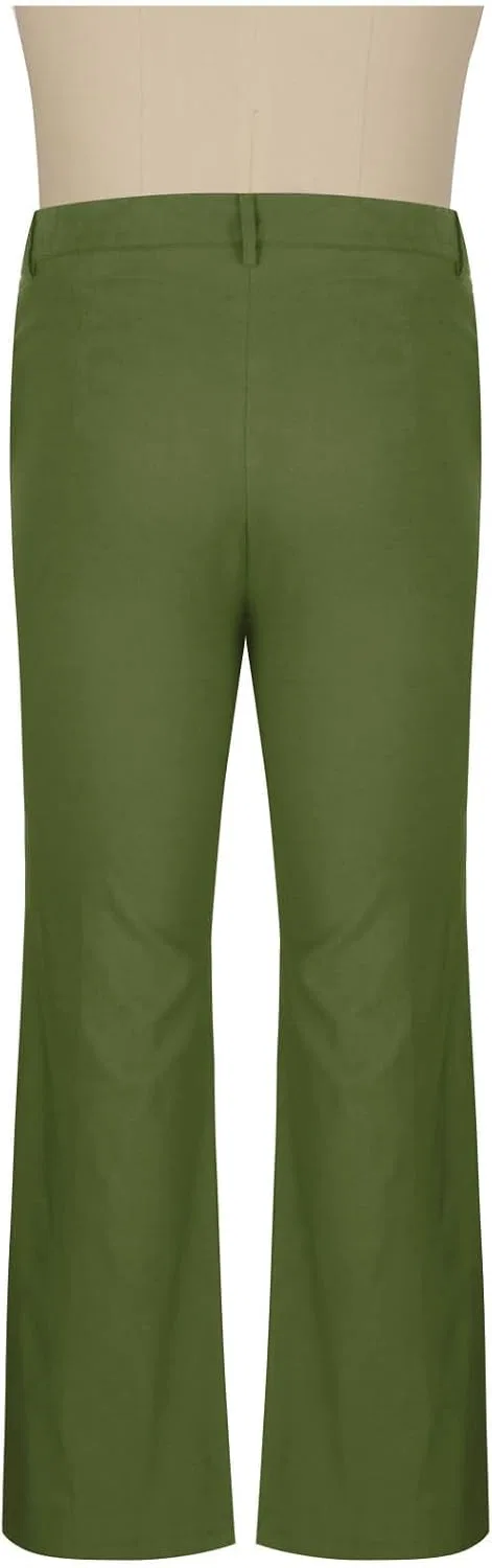 Мужские брюки-клеш с принтом 70s Disco Pants, армейский зелёный — фото 3