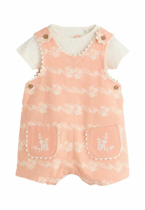 Комплект ползунков и боди с цветочным принтом Regular fit Next, Orange Floral, оранжевый