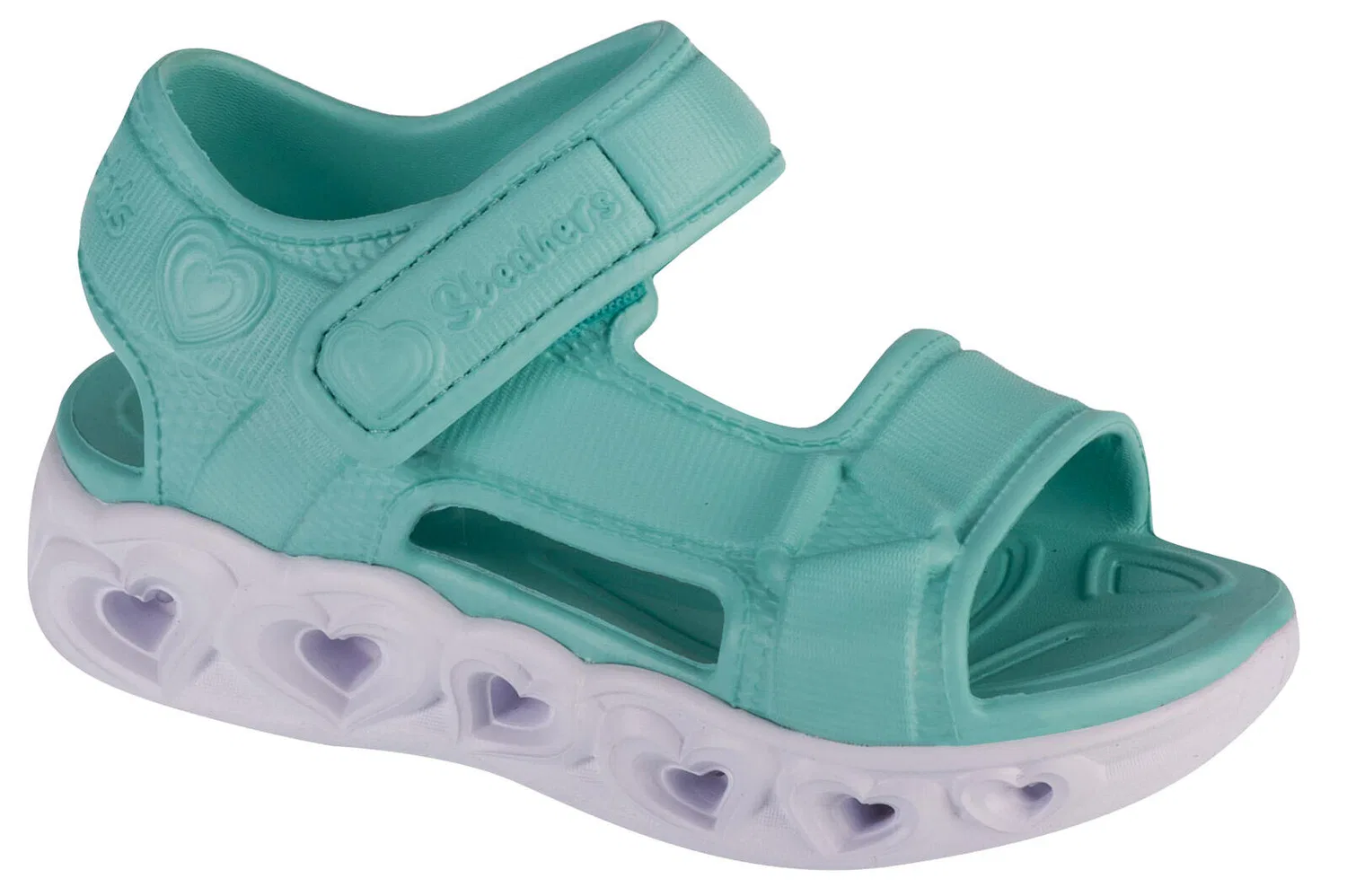 Детские сандалии для девочек с технологией Lights Skechers Heart Lights Sandal Always Flashy, Aquamaringrun