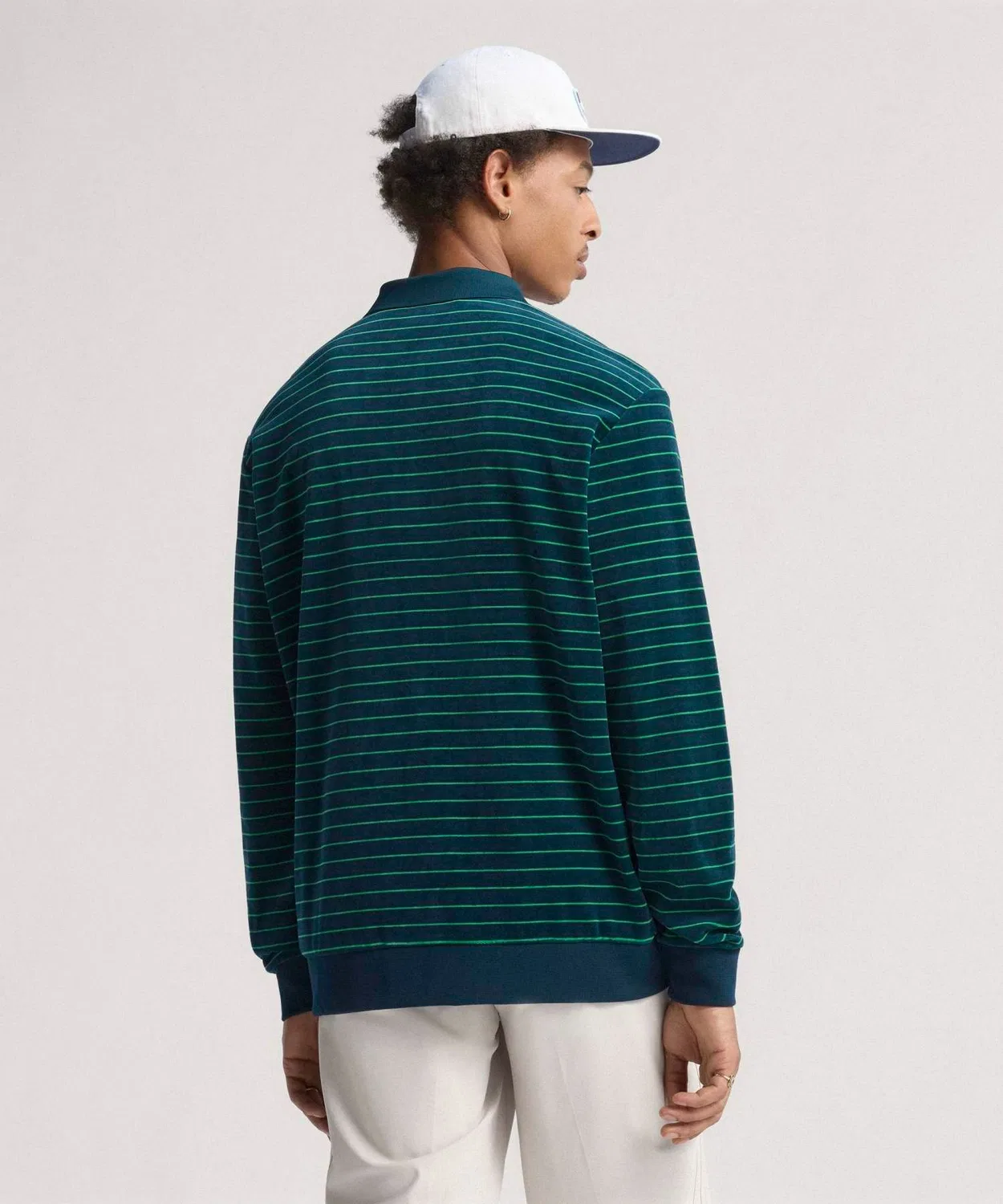 Мужская футерная длиннорукавная поло с велюра Adidas Originals, Navy — фото 3