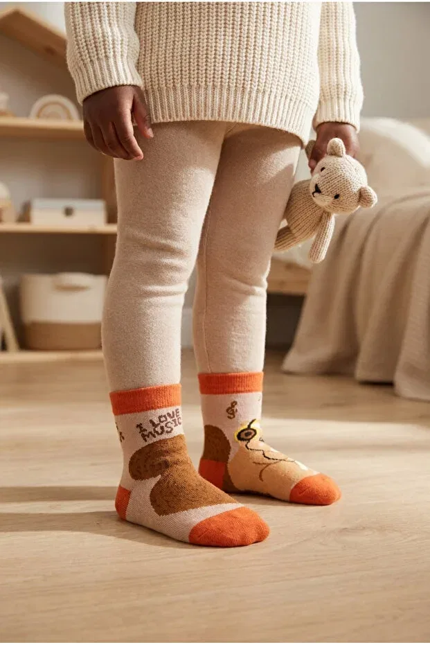 Детские носки с принтом Baby squirrel patterned towel socks Katia&Bony, Brown