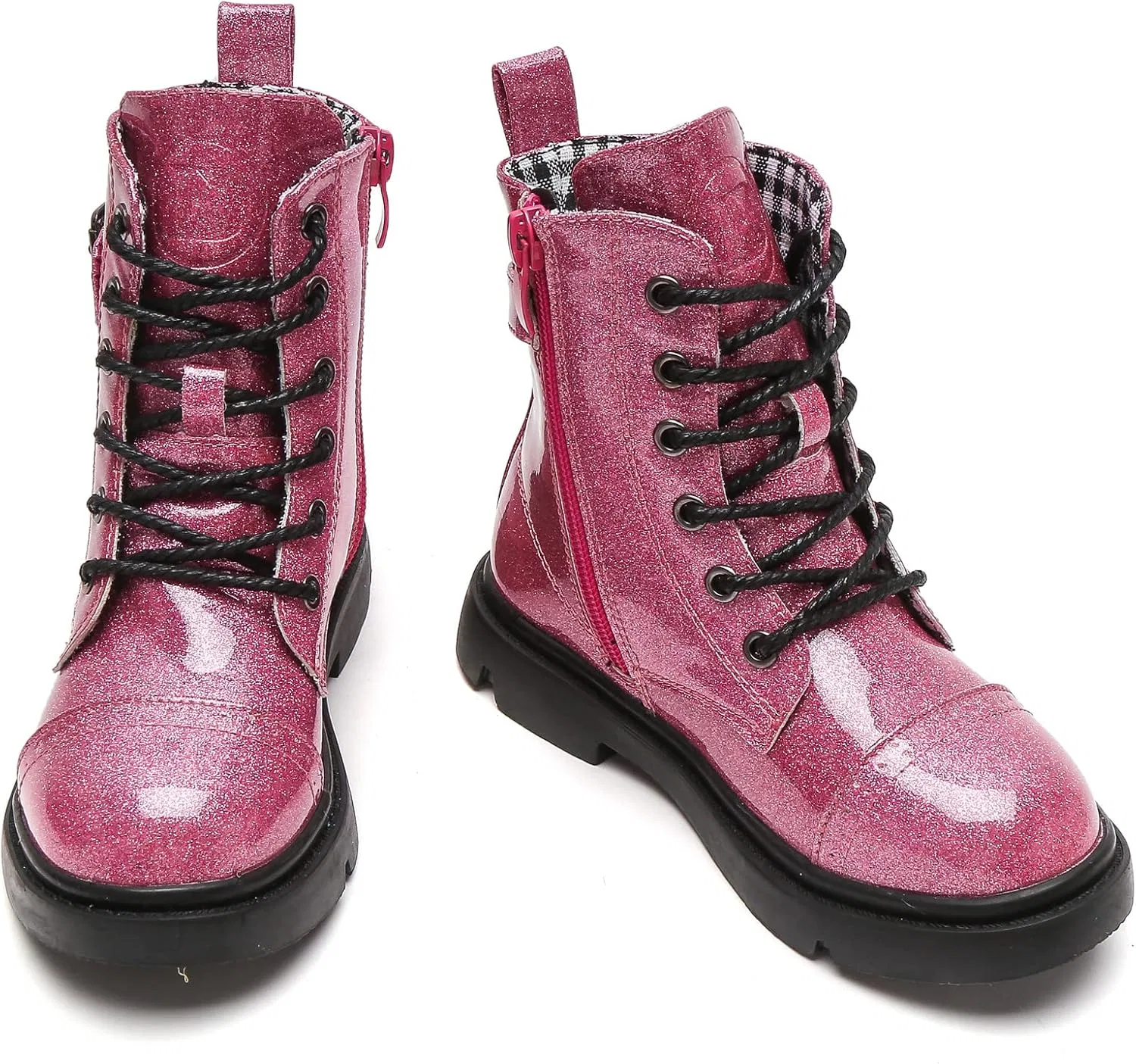 Детские ботинки с блестками на шнуровке DADAWEN, Hot Pink Glitter