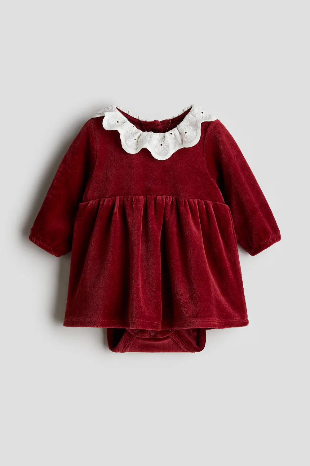 Платье-Боди из хлопкового велюра H&M, Rot — фото 4