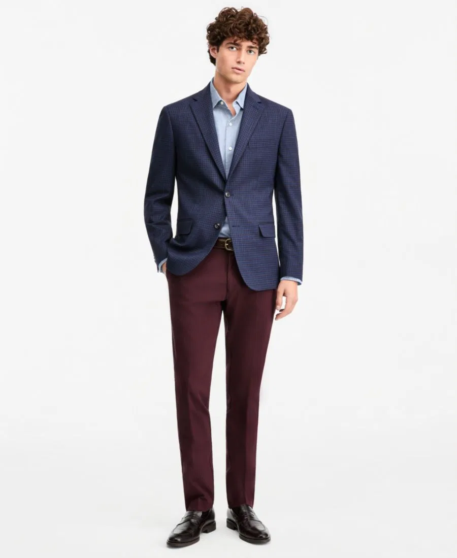 Пиджак мужской Modern Fit с принтом в клетку Tommy Hilfiger, Blue/Wine Check — фото 4