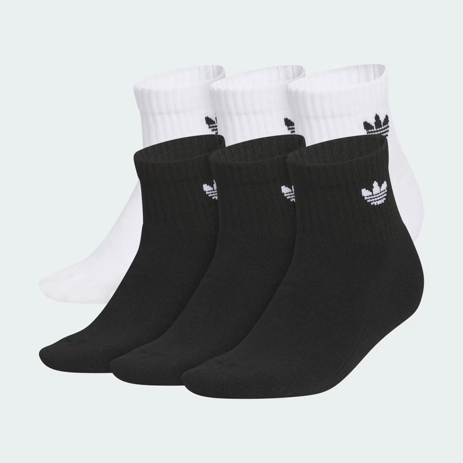 Детские носки с компрессионной поддержкой свода стопы, набор из 6 пар, youth originals trefoil 2.0 quarter Adidas Originals, белый/черный