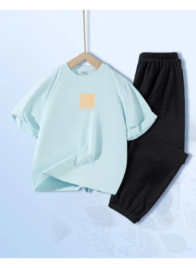 Комплект детской летней одежды с коротким рукавом и брюками Jeanswest, голубой