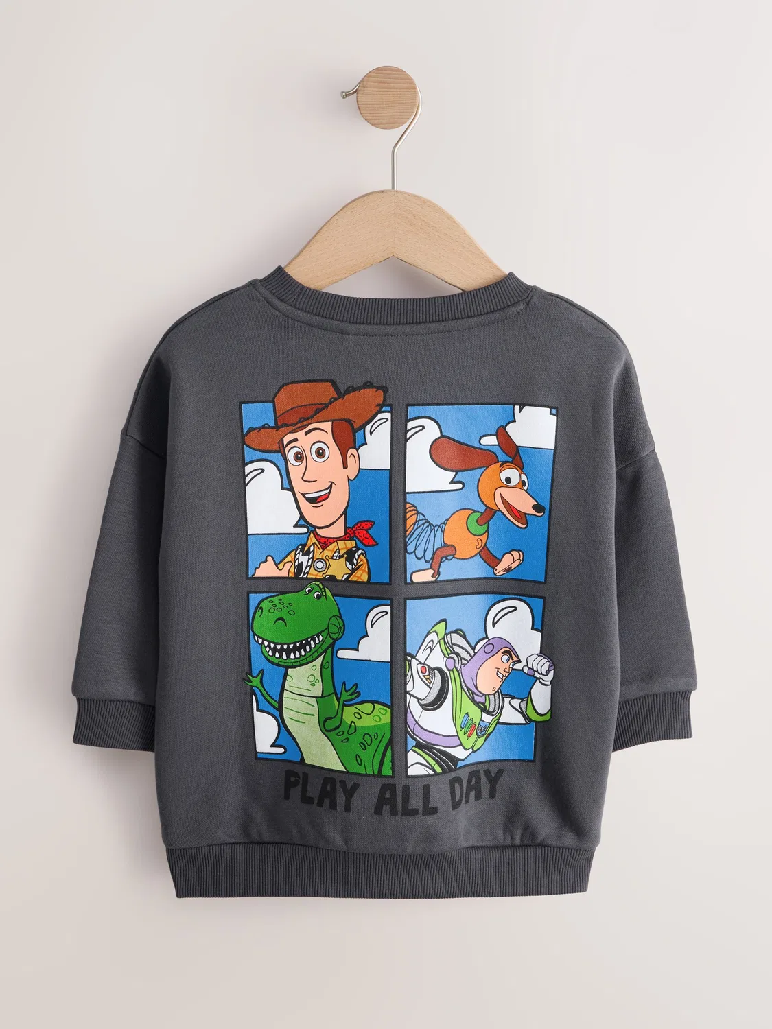 Свитшот с принтом Toy Story, свободный крой Next, угольно-серый — фото 2