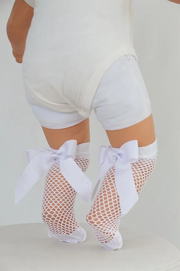Детские носки для новорожденных с бантиком Knee Socks Daymod, White — фото 2