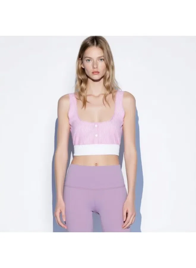 Топ без рукавов с контрастными полосами Zara, розовый — фото 2