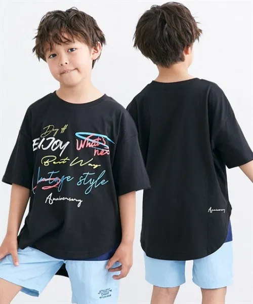Детская футболка с принтом Big Silhouette QUNTSTYLE, Black